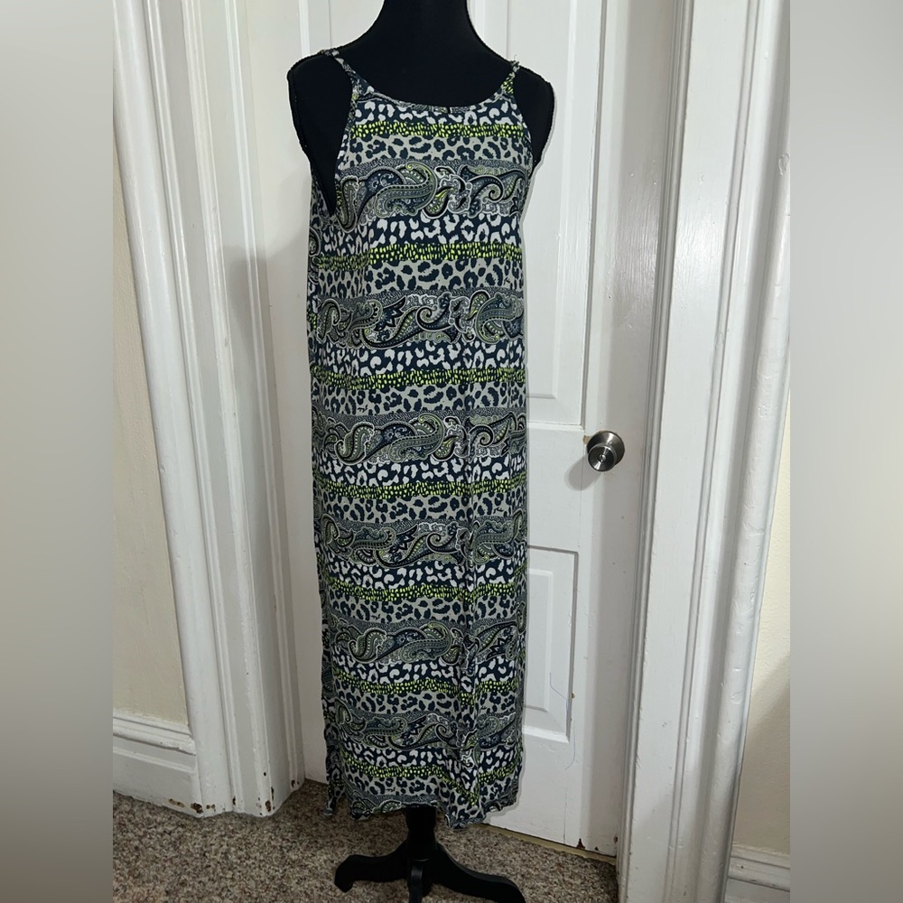 Rusty Blue and Green Patterned Dress women's size 10‎ paisley animal print